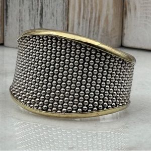 LAGOS Caviar Sterling Silver 18k 925/750 Hinged Cuff Bracelet, Size M 6 3/4”